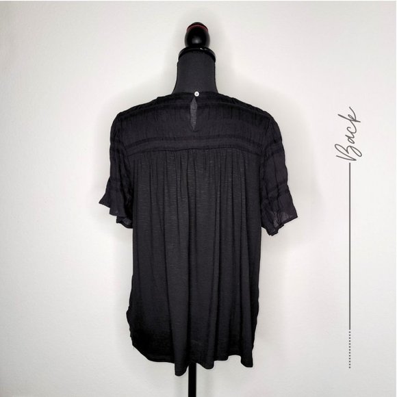 BLACK BLOUSE WITH FLORAL EMBROIDERED - Picture 3 of 6